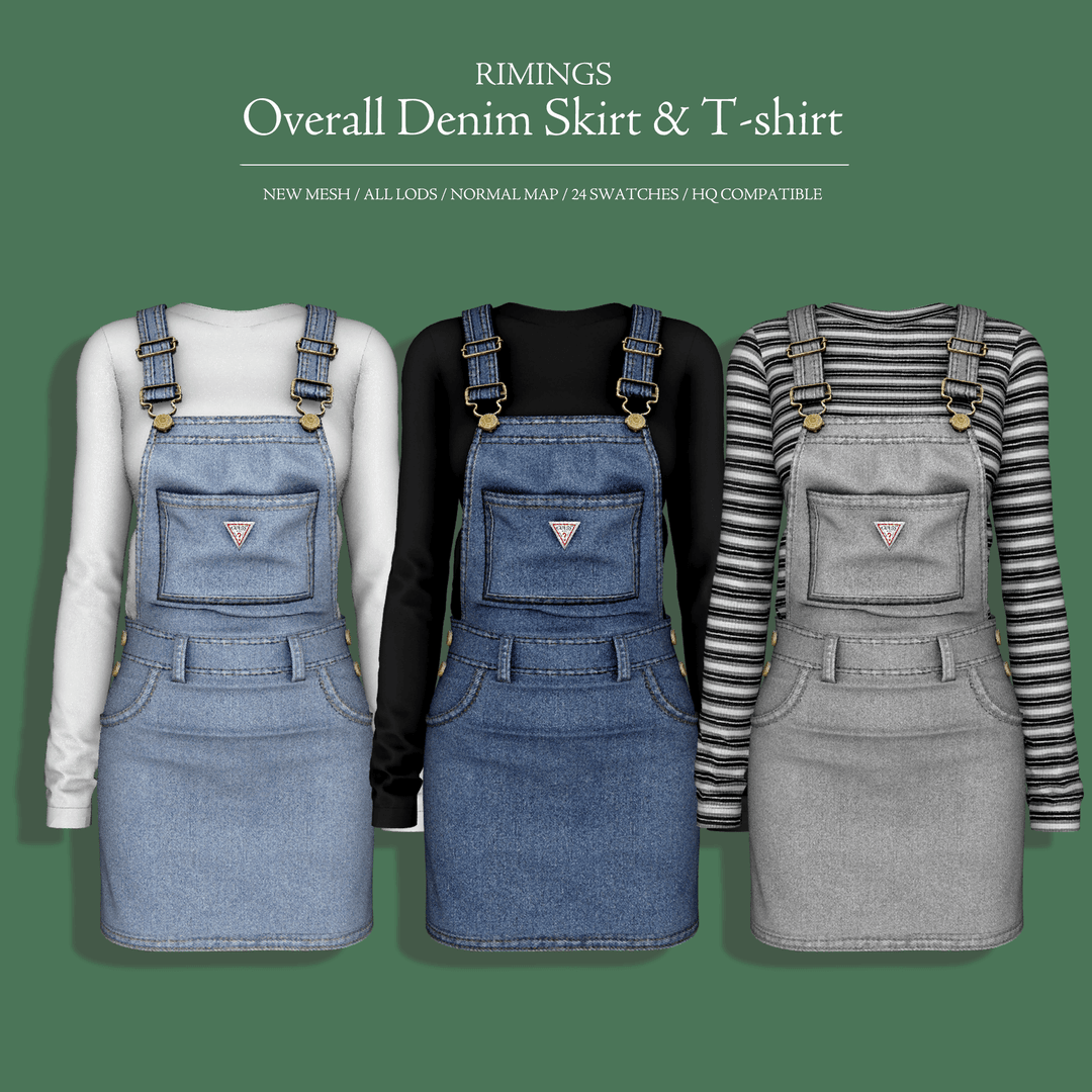 Джинсовый сарафан Overall Denim Skirt & T-shirt
